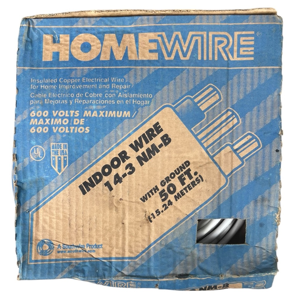 NIB Southwire Indoor Wire 14/3 NM-B With Ground 50 FT 15.24 Meters 600 V Max